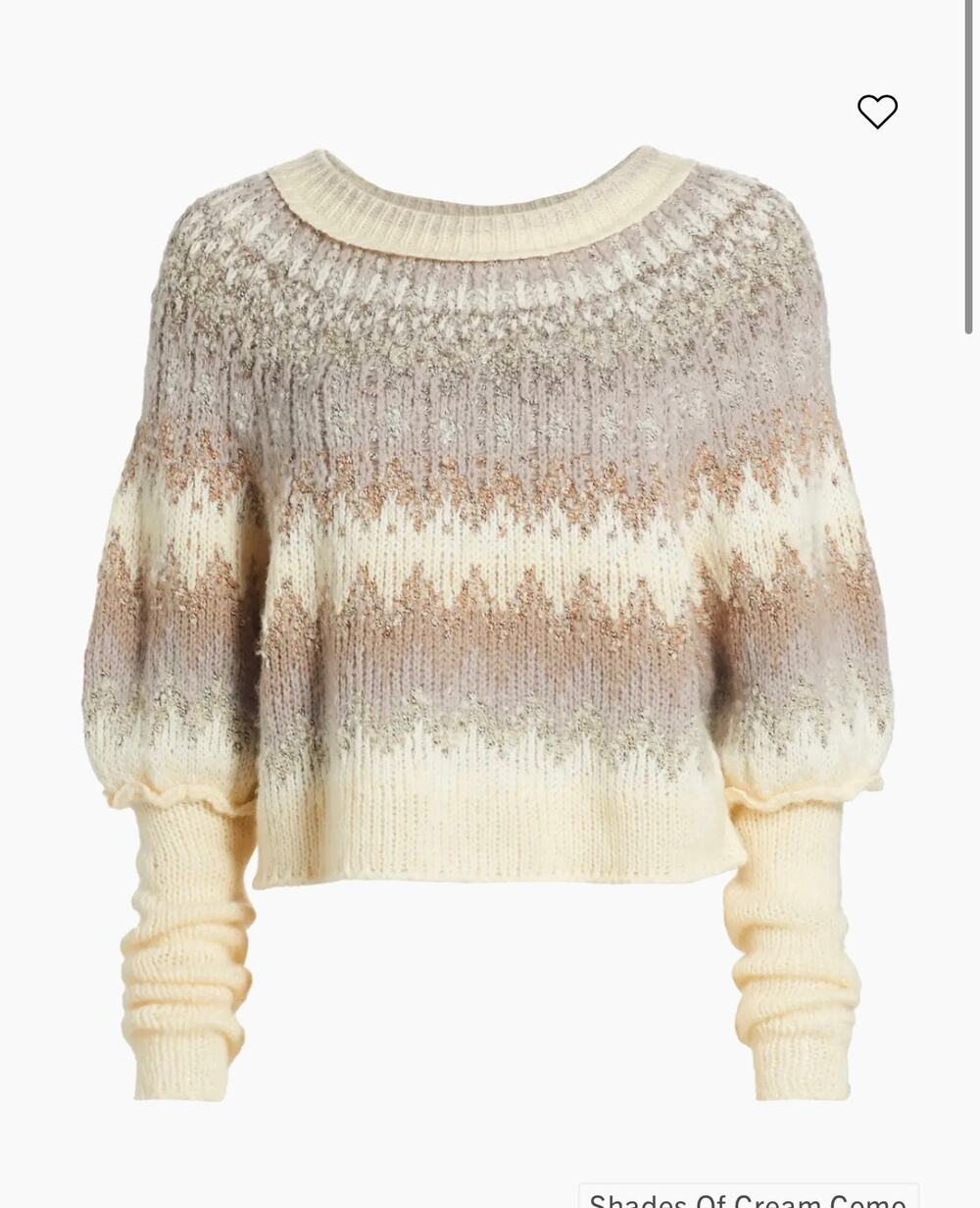 Free People Home For The Holidays Balloon-Sleeve Sweater, M
